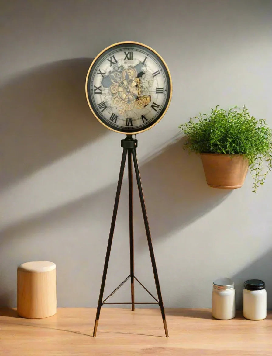 Luxury Vintage Tripod-Mounted Metal Clock 6